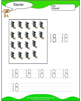 okul öncesi 1 sayısı çizgi çalışması